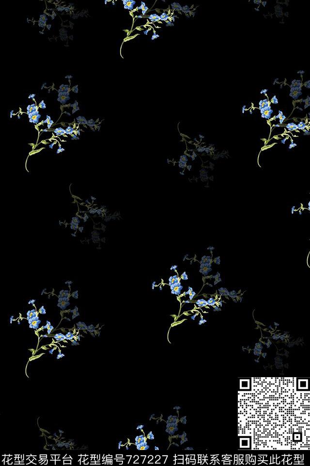 乱花三色堇小碎花数码印花华亿平台下载（图片编号: 727227） - 瓦栏（Walan）