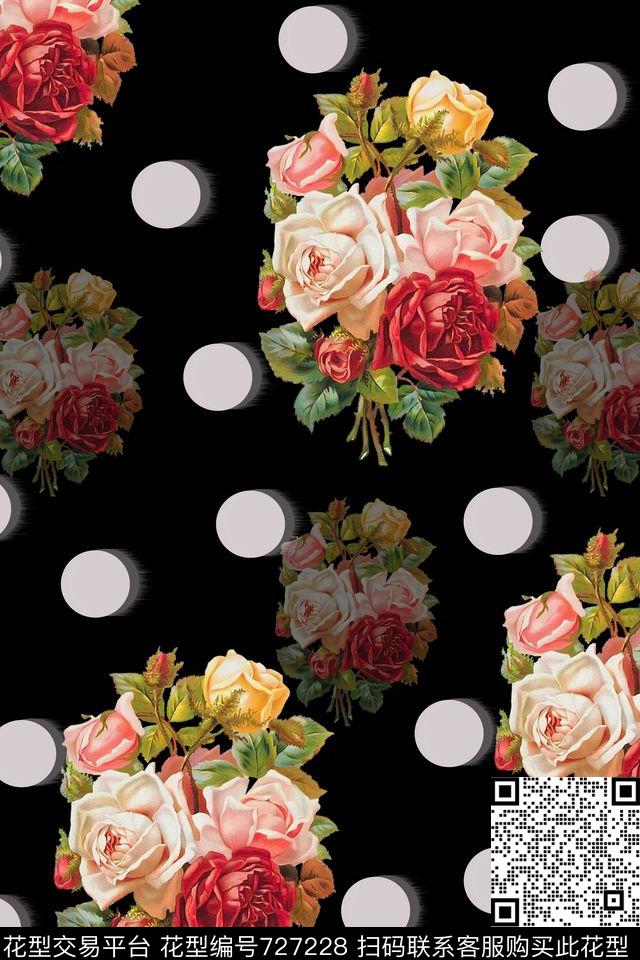 牡丹大花花朵数码印花华亿平台下载（图片编号: 727228） - 瓦栏（Walan）