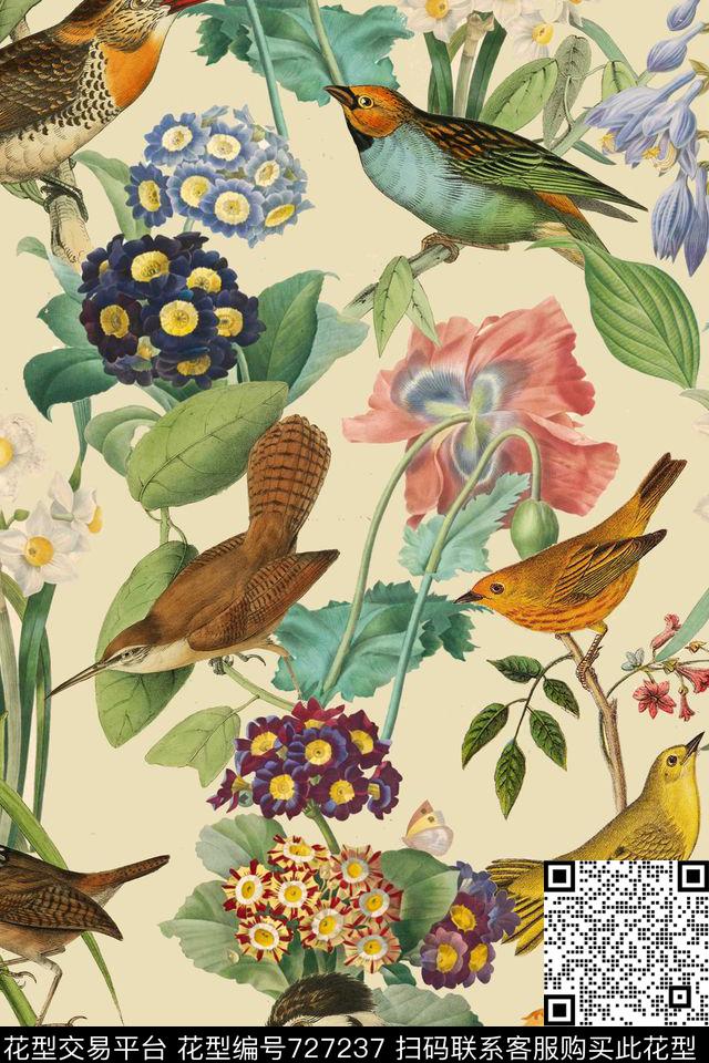 女装植物纹花卉数码印花华亿平台下载（图片编号: 727237） - 瓦栏（Walan）