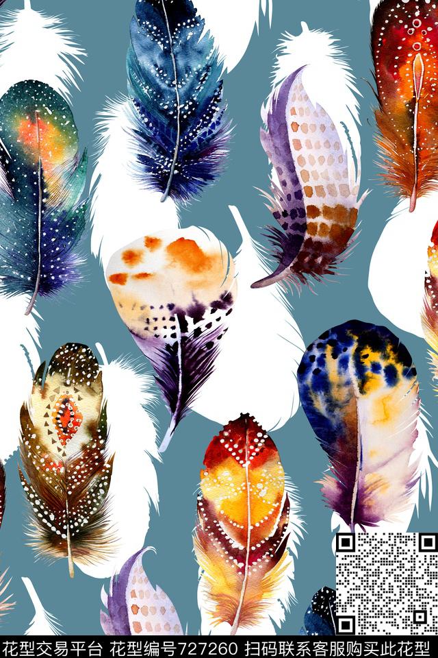 时尚手绘水彩数码印花华亿平台下载（图片编号: 727260） - 瓦栏（Walan）