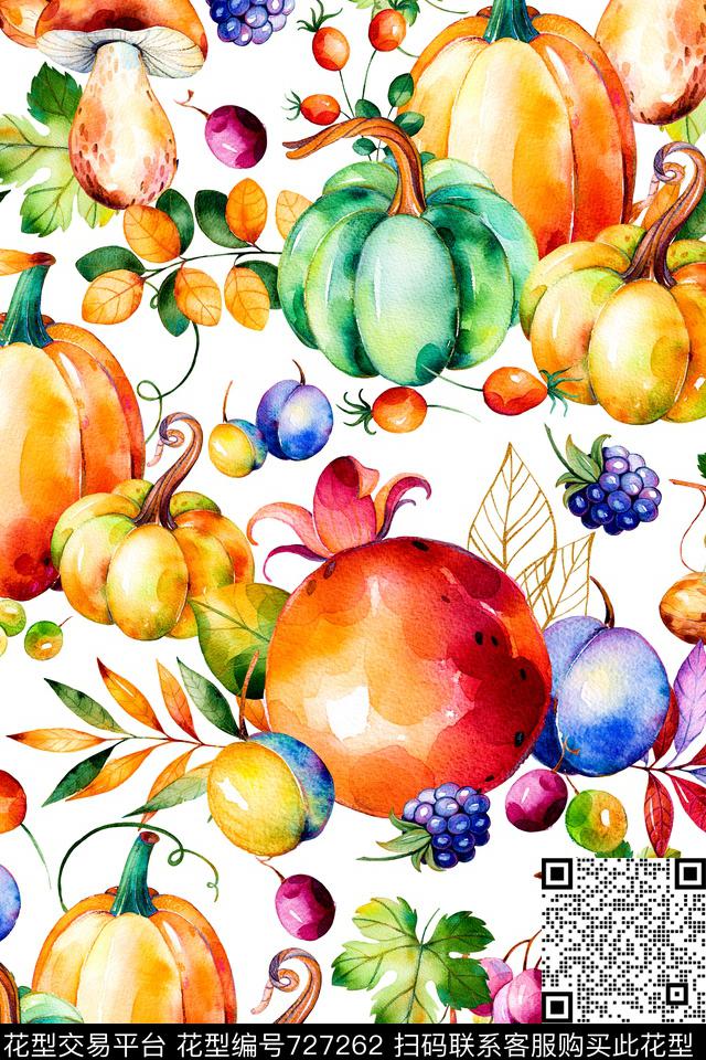 时尚手绘水彩数码印花华亿平台下载（图片编号: 727262） - 瓦栏（Walan）