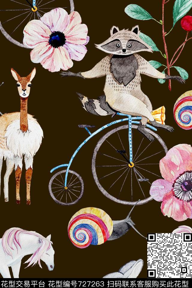 时尚水彩趣味数码印花华亿平台下载（图片编号: 727263） - 瓦栏（Walan）