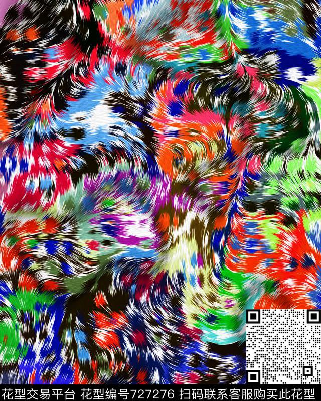 毛织彩色羽毛毛感数码印花华亿平台下载（图片编号: 727276） - 瓦栏（Walan）