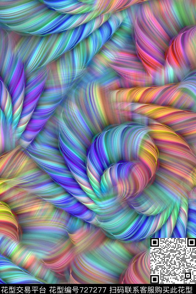 抽象分形羽毛数码印花华亿平台下载（图片编号: 727277） - 瓦栏（Walan）