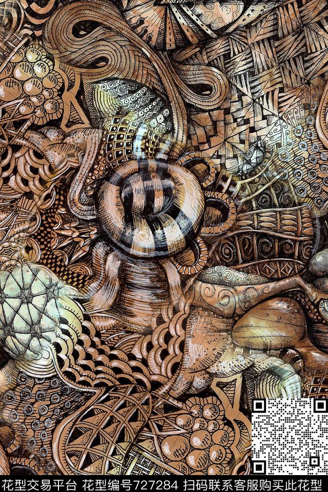 几何格子抽象数码印花华亿平台下载（图片编号: 727284） - 瓦栏（Walan）