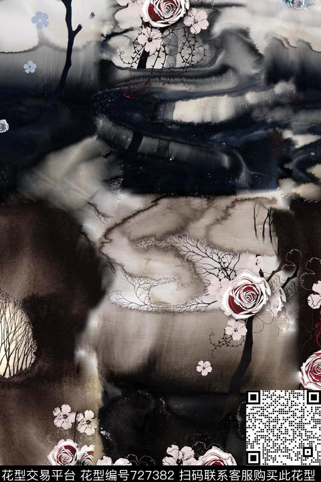 大花趋势花卉数码印花华亿平台下载（图片编号: 727382） - 瓦栏（Walan）