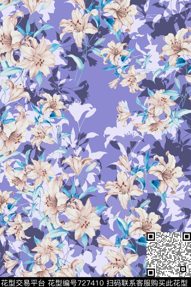 玉兰花花朵零点--女装传统印花华亿平台下载（图片编号: 727410） - 瓦栏（Walan）