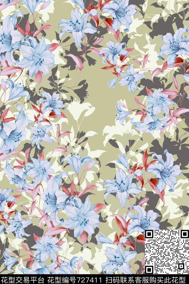 玉兰花花朵零点--女装传统印花华亿平台下载（图片编号: 727411） - 瓦栏（Walan）