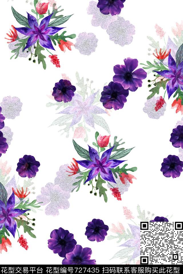 女装睡衣乱花乱花花朵数码印花华亿平台下载（图片编号: 727435） - 瓦栏（Walan）