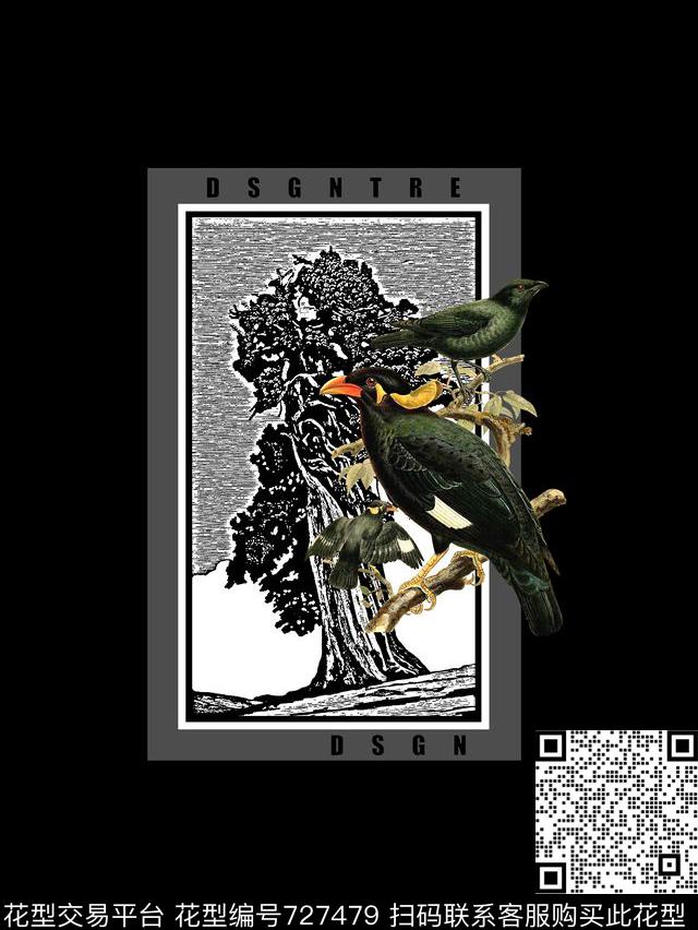 树鸟男装T恤华亿平台数码印花华亿平台下载（图片编号: 727479） - 瓦栏（Walan）