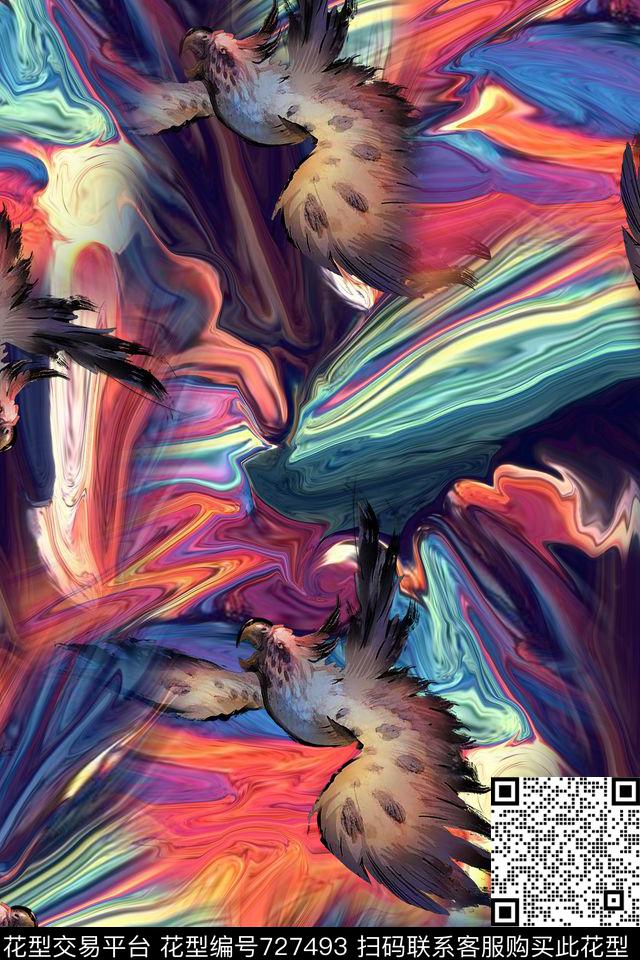 抽象水彩底纹数码印花华亿平台下载（图片编号: 727493） - 瓦栏（Walan）