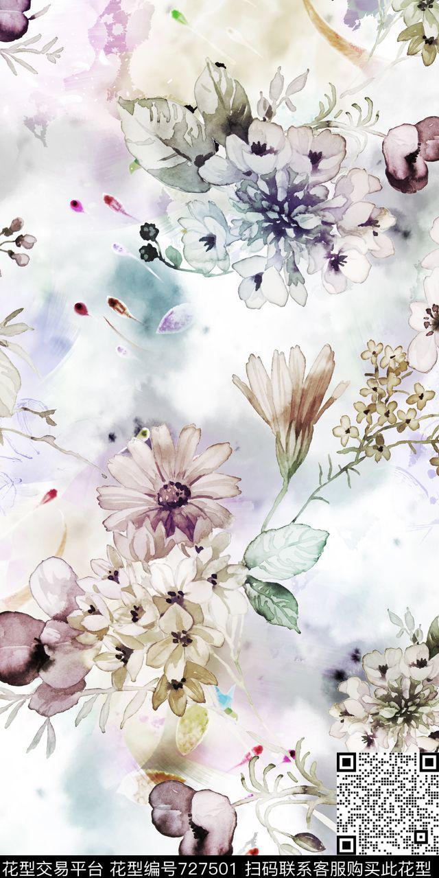 小碎花大花花朵数码印花华亿平台下载（图片编号: 727501） - 瓦栏（Walan）