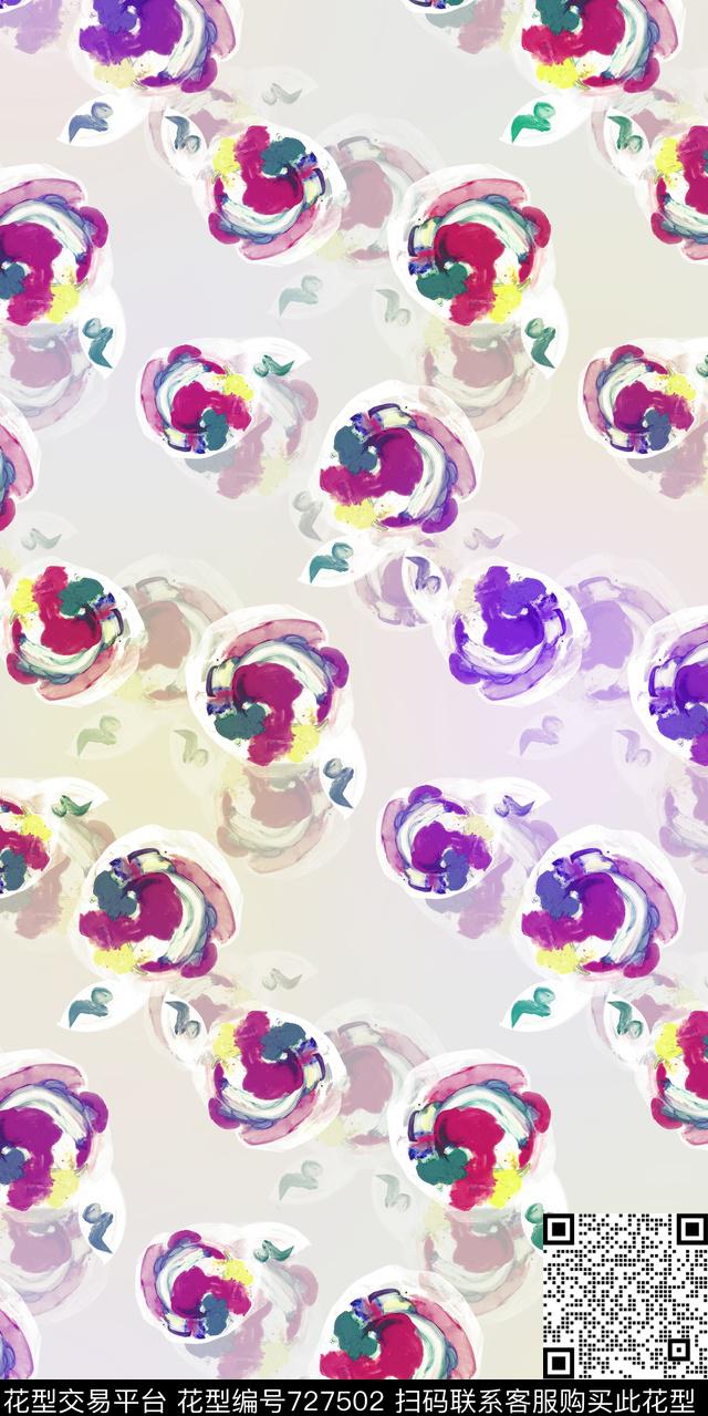 小清新花朵大花数码印花华亿平台下载（图片编号: 727502） - 瓦栏（Walan）