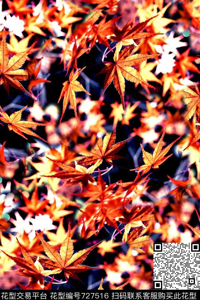 抽象手绘水彩画植物树叶子数码印花时尚潮流女装裙子长裙纹理印花欧美复古大牌男装夹克外套卫衣肌理纹印花数码印花华亿平台下载（图片编号: 727516） - 瓦栏（Walan）