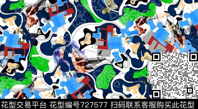 秋冬装印花几何图案线条数码印花华亿平台下载（图片编号: 727577） - 瓦栏（Walan）