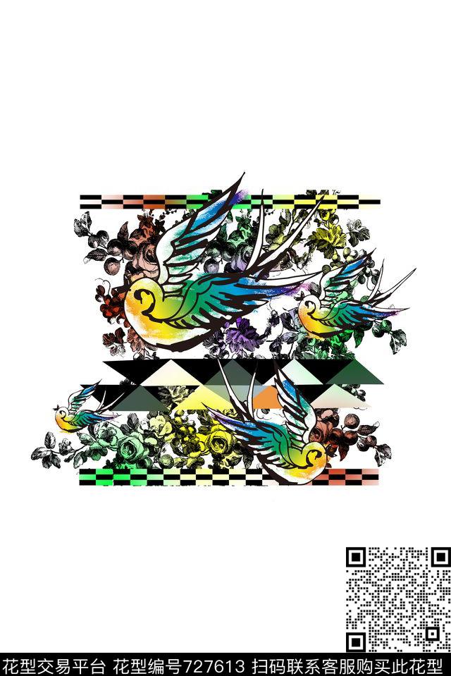 燕子羽毛动物数码印花华亿平台下载（图片编号: 727613） - 瓦栏（Walan）