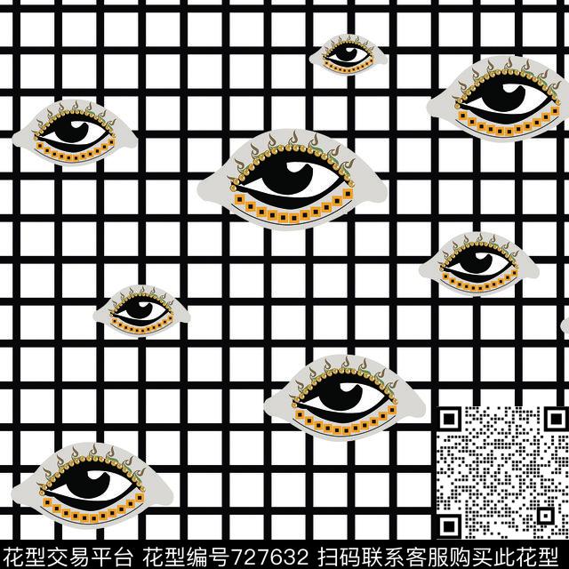几何格子眼睛传统印花华亿平台下载（图片编号: 727632） - 瓦栏（Walan）