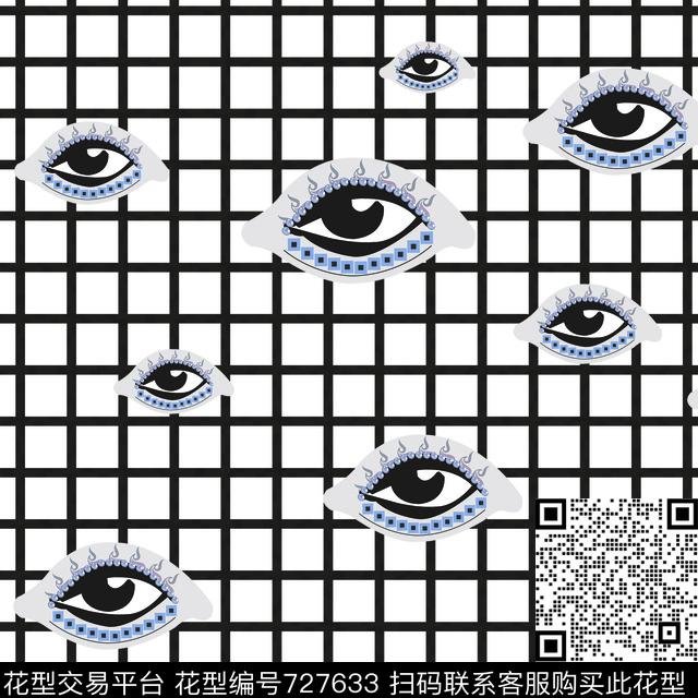 几何格子眼睛传统印花华亿平台下载（图片编号: 727633） - 瓦栏（Walan）