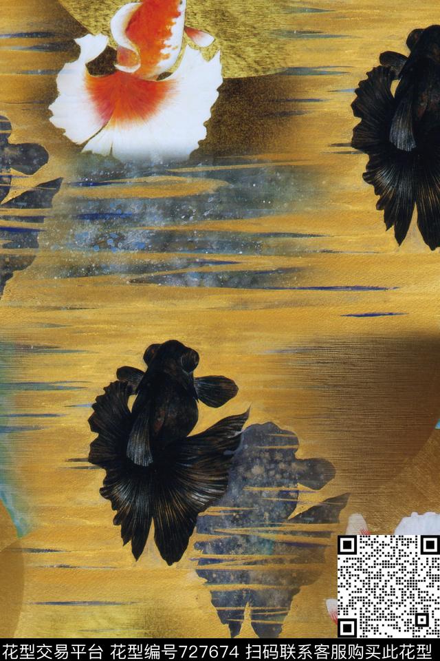 中国风手绘纹理数码印花华亿平台下载（图片编号: 727674） - 瓦栏（Walan）