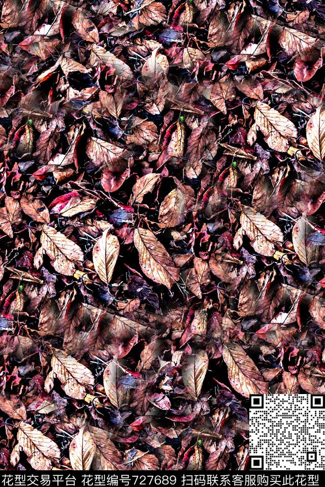 抽象手绘水彩画植物树叶数码印花时尚潮流女装裙子长裙纹理印花欧美复古大牌男装夹克外套卫衣印花数码印花华亿平台下载（图片编号: 727689） - 瓦栏（Walan）