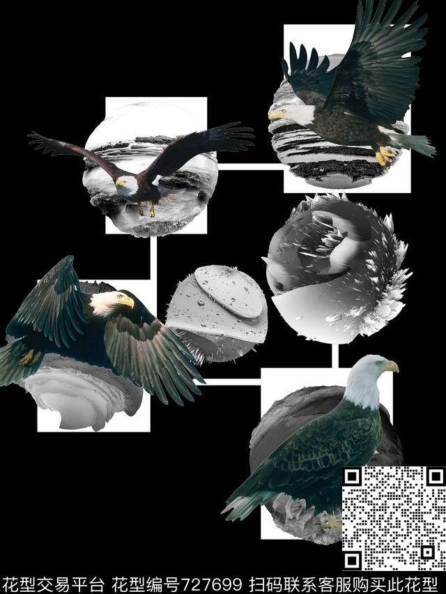 老鹰几何星球传统印花华亿平台下载（图片编号: 727699） - 瓦栏（Walan）
