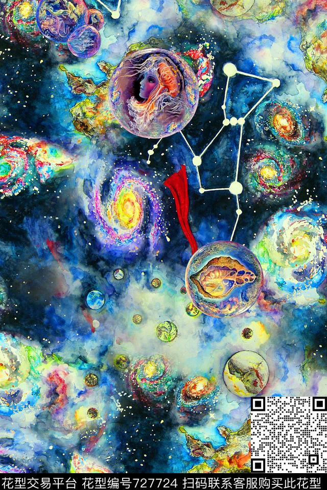 抽象油画肌理数码印花华亿平台下载（图片编号: 727724） - 瓦栏（Walan）