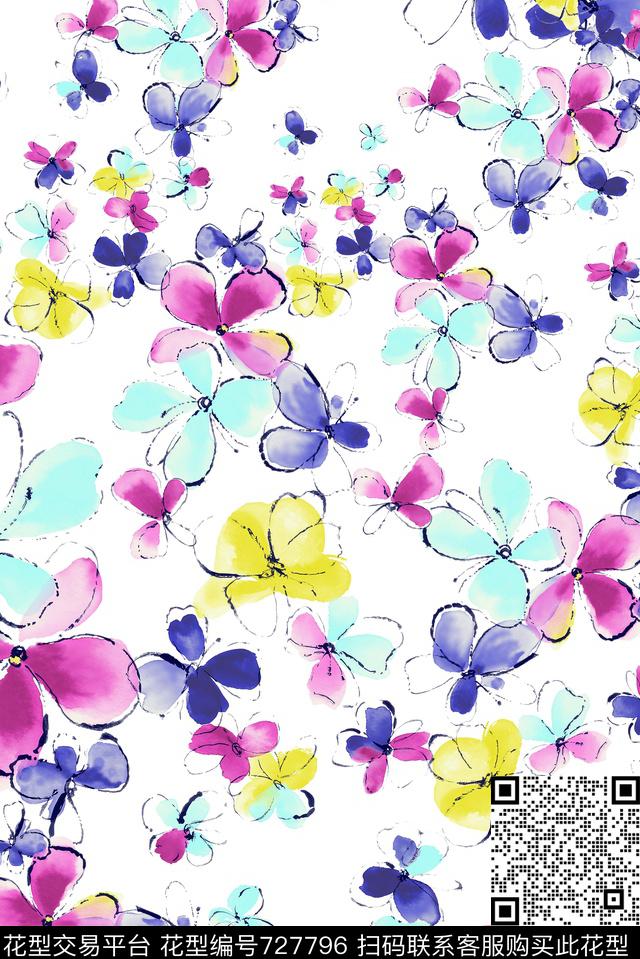 小碎花小清新花卉数码印花华亿平台下载（图片编号: 727796） - 瓦栏（Walan）