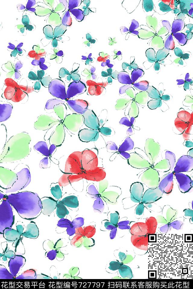 小碎花小清新花卉数码印花华亿平台下载（图片编号: 727797） - 瓦栏（Walan）