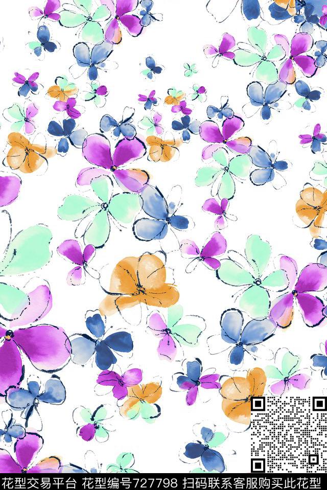 小碎花小清新花卉数码印花华亿平台下载（图片编号: 727798） - 瓦栏（Walan）