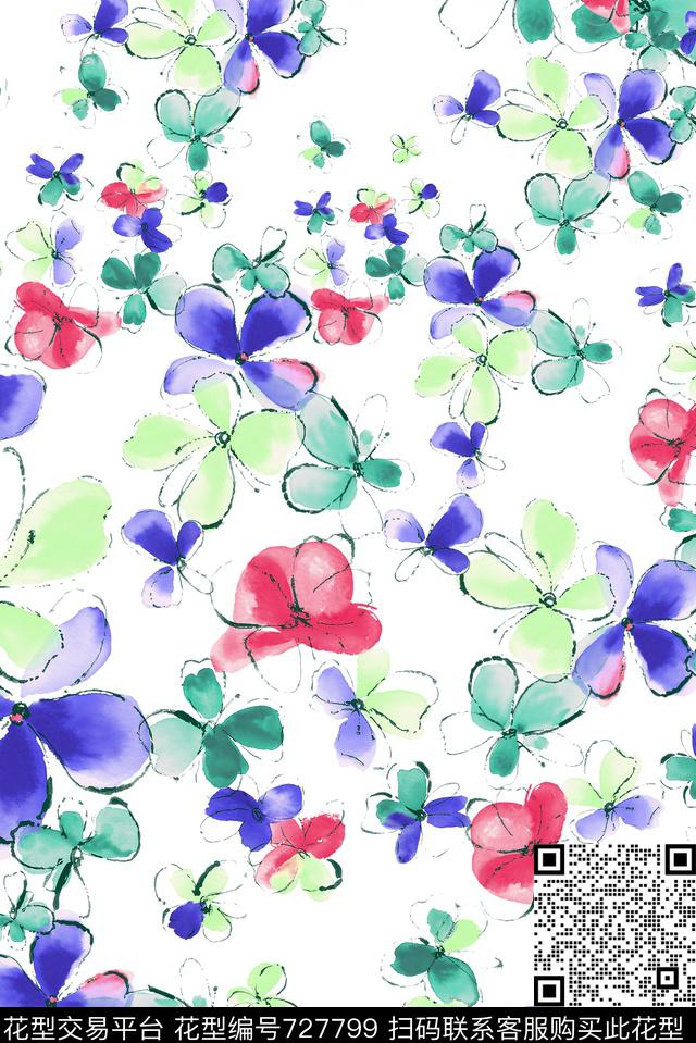 小碎花小清新花卉数码印花华亿平台下载（图片编号: 727799） - 瓦栏（Walan）