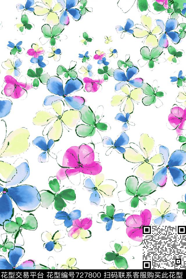 小碎花小清新花卉数码印花华亿平台下载（图片编号: 727800） - 瓦栏（Walan）
