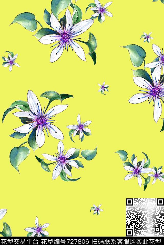 花卉小碎花女装数码印花华亿平台下载（图片编号: 727806） - 瓦栏（Walan）