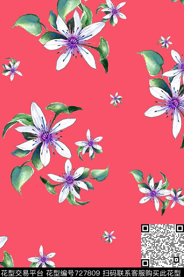 花卉小碎花女装数码印花华亿平台下载（图片编号: 727809） - 瓦栏（Walan）
