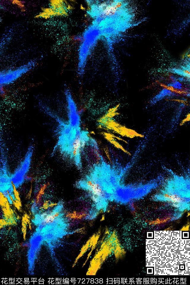 水彩抽象女装数码印花华亿平台下载（图片编号: 727838） - 瓦栏（Walan）