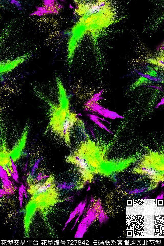 水彩抽象女装数码印花华亿平台下载（图片编号: 727842） - 瓦栏（Walan）