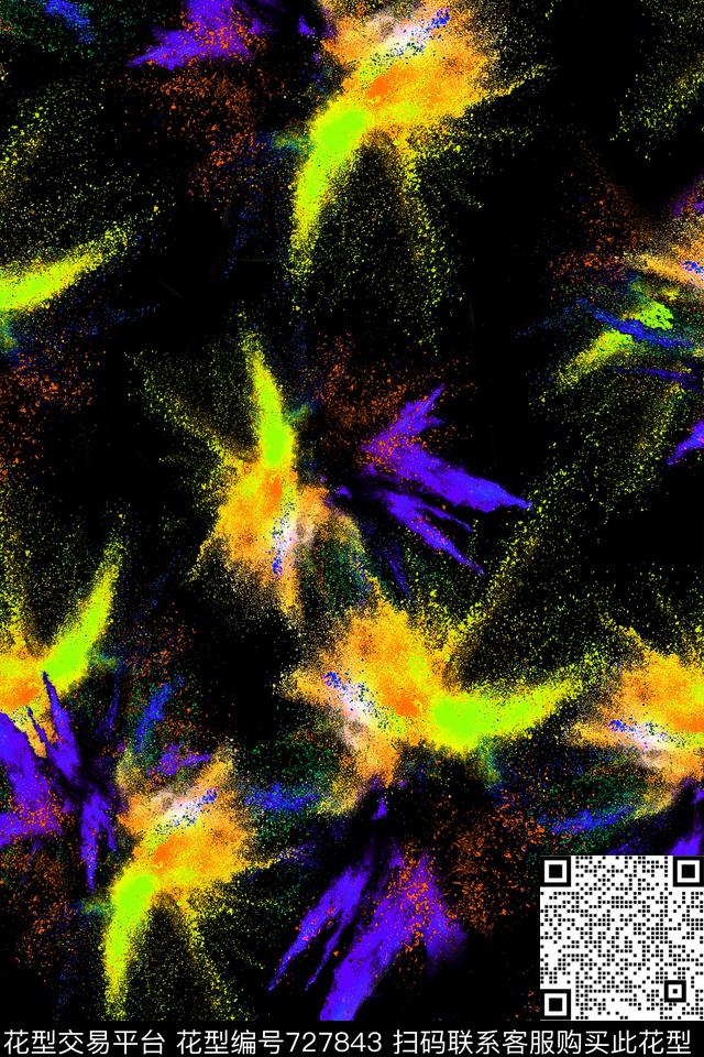 水彩抽象女装数码印花华亿平台下载（图片编号: 727843） - 瓦栏（Walan）