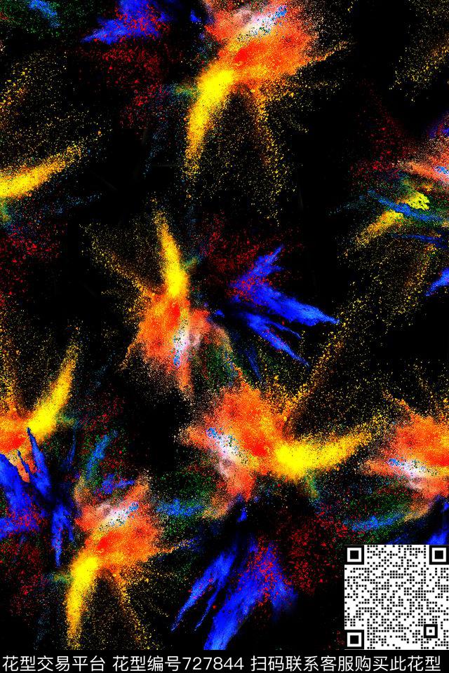 水彩抽象女装数码印花华亿平台下载（图片编号: 727844） - 瓦栏（Walan）