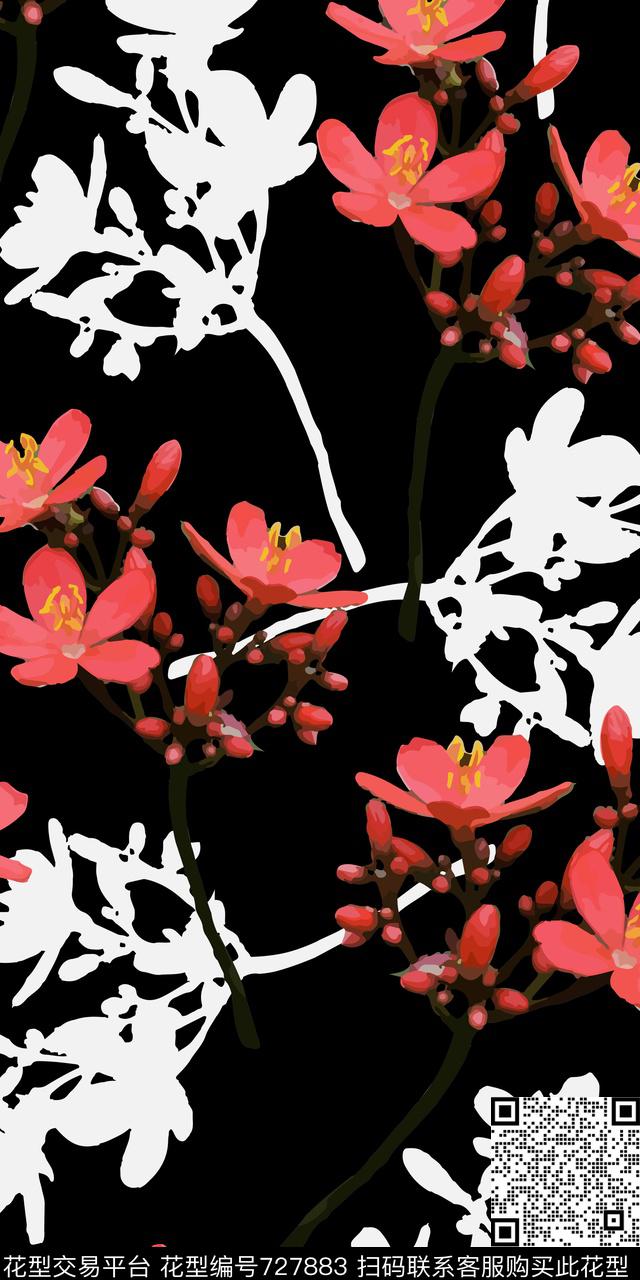 大花花朵花卉数码印花华亿平台下载（图片编号: 727883） - 瓦栏（Walan）
