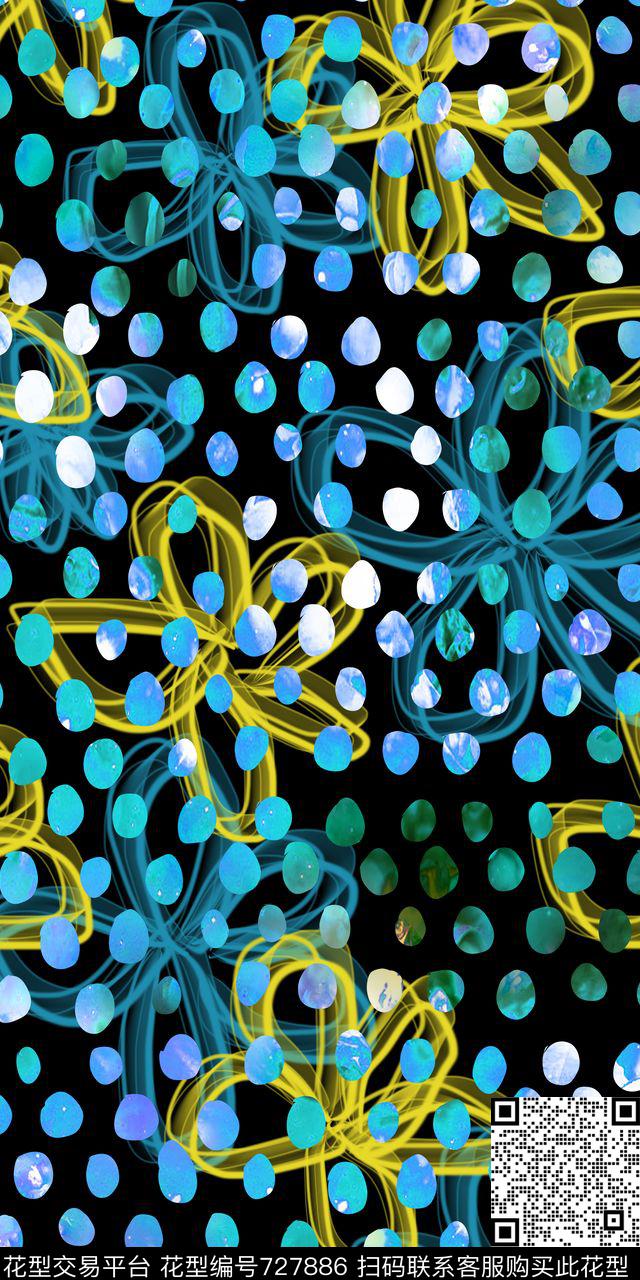花朵花卉波点数码印花华亿平台下载（图片编号: 727886） - 瓦栏（Walan）