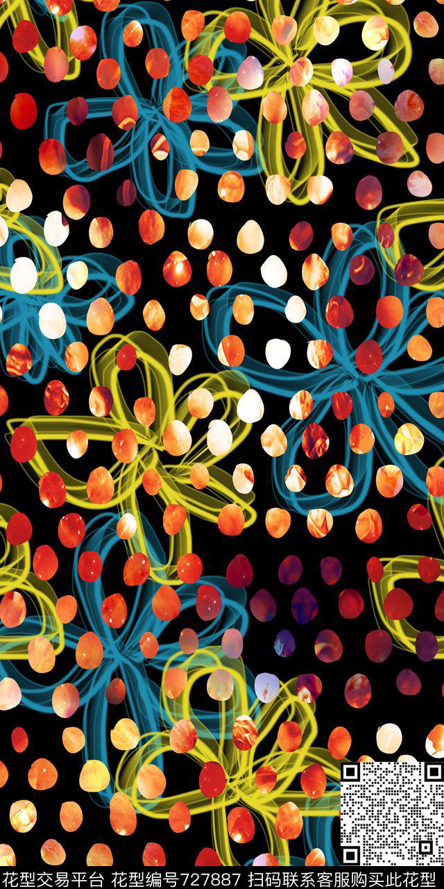 花朵花卉波点数码印花华亿平台下载（图片编号: 727887） - 瓦栏（Walan）