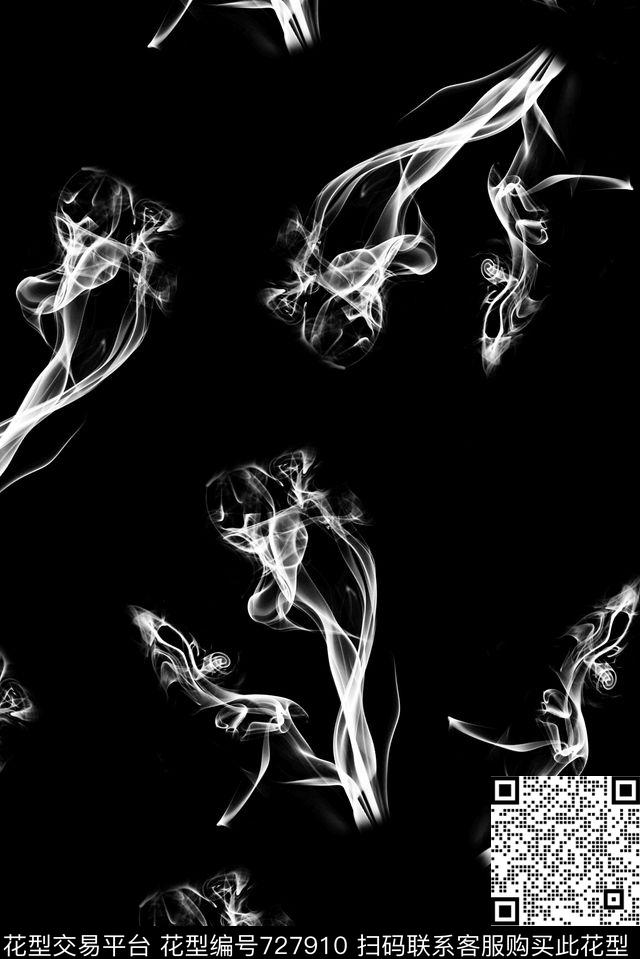 抽象烟雾花卉数码印花华亿平台下载（图片编号: 727910） - 瓦栏（Walan）