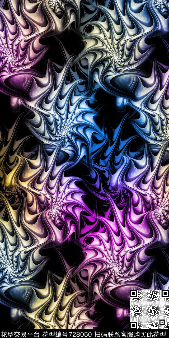 线条几何抽象数码印花华亿平台下载（图片编号: 728050） - 瓦栏（Walan）