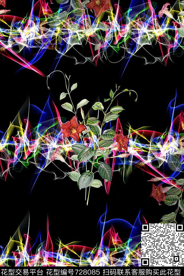 抽象渐变纹理几何彩绘数码印花时尚潮流女装裙子手绘植物印花欧美复古大牌女装印花数码印花华亿平台下载（图片编号: 728085） - 瓦栏（Walan）