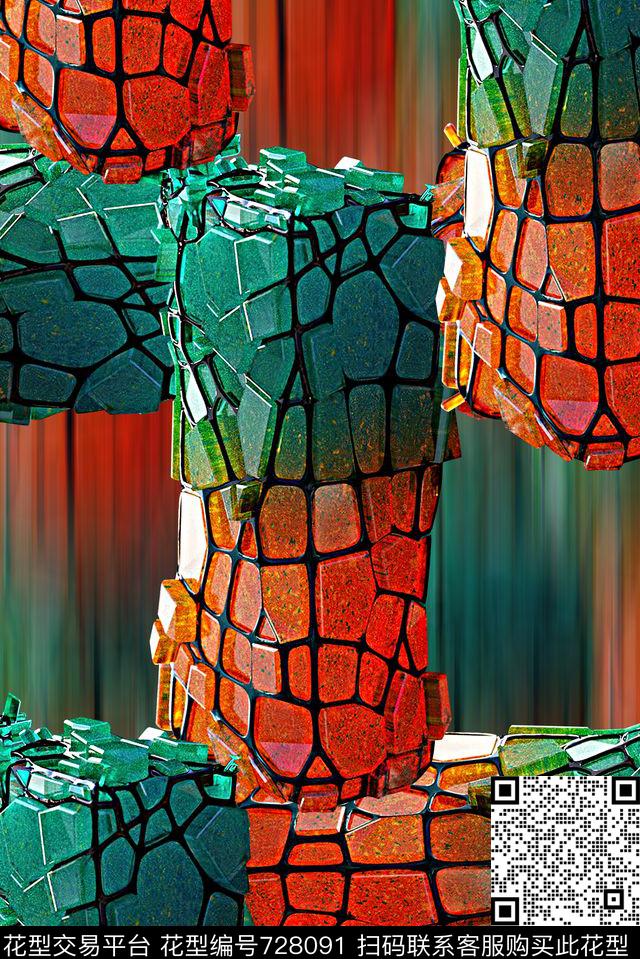 抽象彩绘几何纹理印花时尚潮流女装裙子印花渐变纹理印花数码印花华亿平台下载（图片编号: 728091） - 瓦栏（Walan）