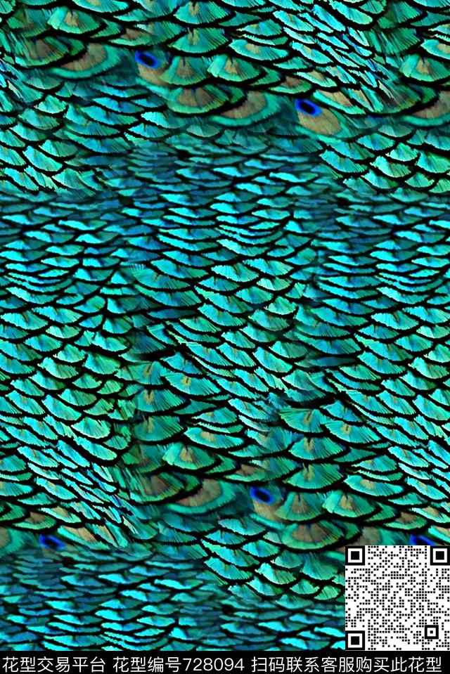 抽象彩绘孔雀羽毛数码印花是潮流女装裙子印花几何纹理印花数码印花华亿平台下载（图片编号: 728094） - 瓦栏（Walan）