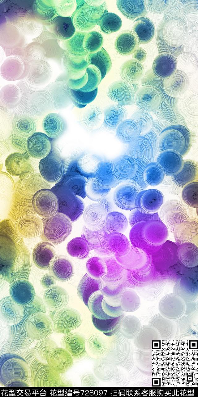 几何抽象色块数码印花华亿平台下载（图片编号: 728097） - 瓦栏（Walan）