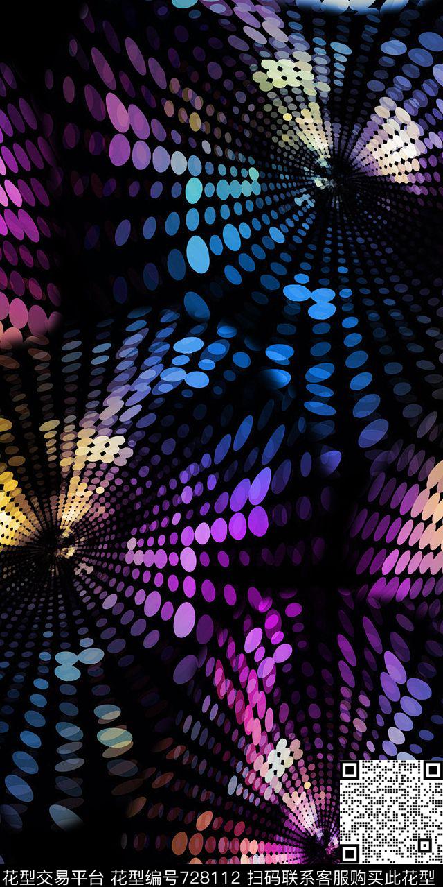 色块圆圈圆形数码印花华亿平台下载（图片编号: 728112） - 瓦栏（Walan）