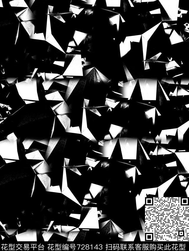 几何黑白男装华亿平台数码印花华亿平台下载（图片编号: 728143） - 瓦栏（Walan）