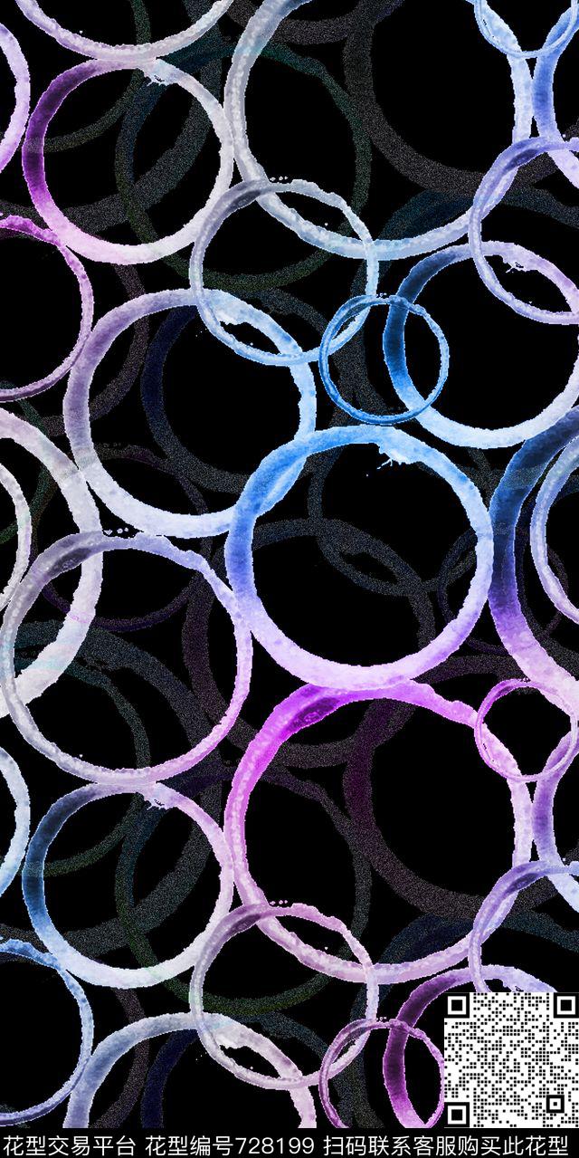 圆圈圆形色块数码印花华亿平台下载（图片编号: 728199） - 瓦栏（Walan）