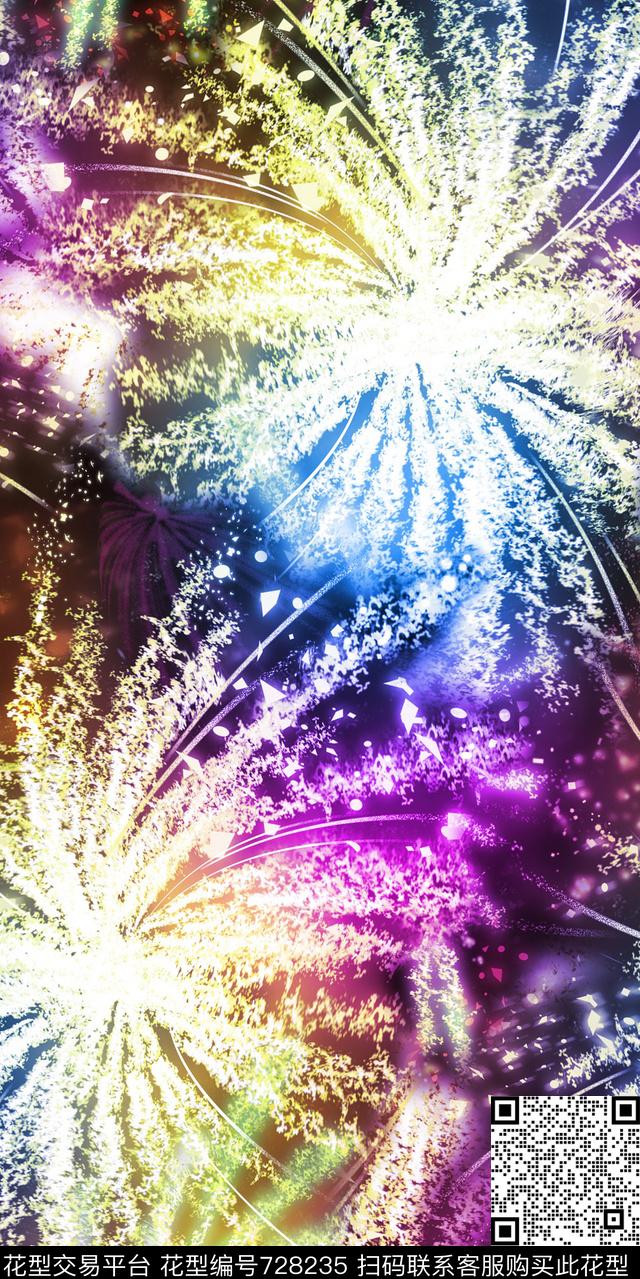 东南亚抽象烟花数码印花华亿平台下载（图片编号: 728235） - 瓦栏（Walan）